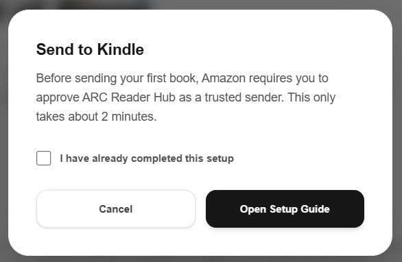 One-time Amazon approved email list setup instructions popup