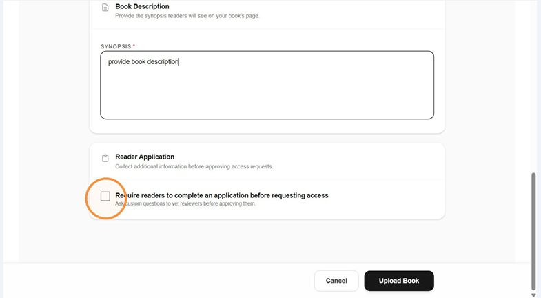 Enabling reader application requirement checkbox